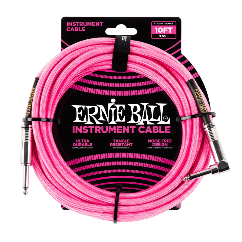 Ernie Ball 6078 Cable de Guitarras (Rosa, 3m)