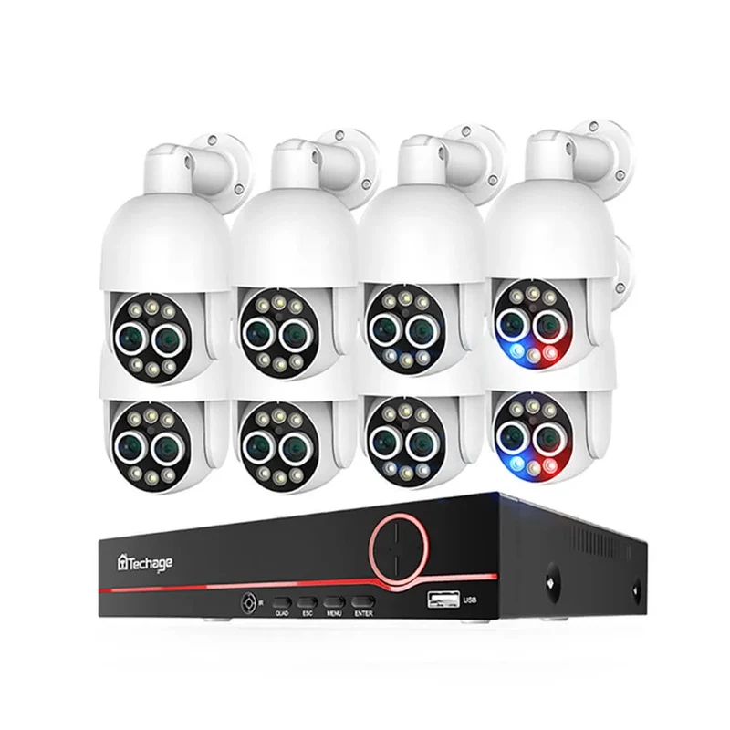 8Pcs PTZ PoE Security Camera System + 4K 8CH PoE NVR