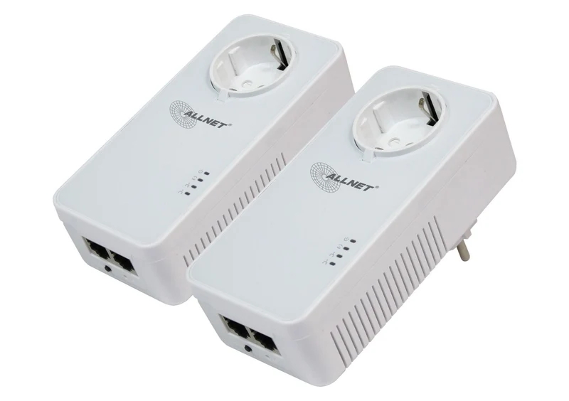 Juego de adaptadores Powerline ALLNET de 1200 Mbit, puente RJ45 SmartLink con función «pass-through»