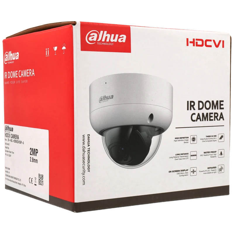 Dahua HAC-HDBW1200EA-A, cámara domo HDCVI de 2 MP y 2,8 mm con resolución Full HD