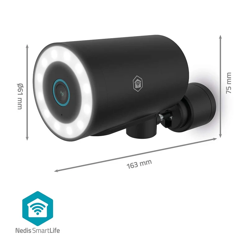 Cámara IP Nedis Wi-Fi Smartlife de 8 Mpx y 4K para exteriores con foco y fuente de alimentación fija