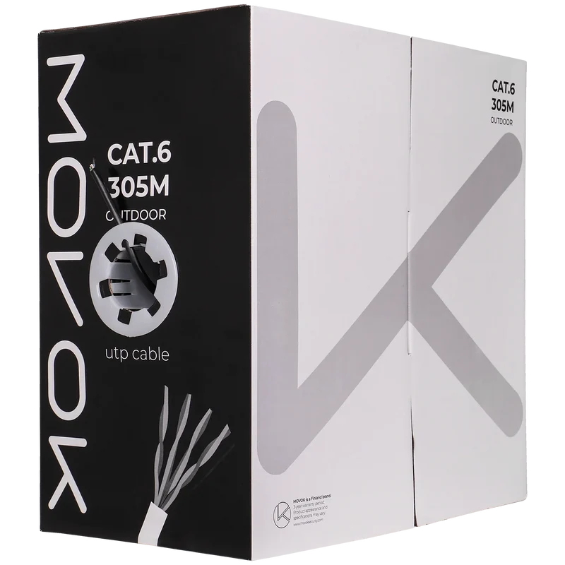 Alarma Total Cable de red CAT6 UTP, 305 m, conductores macizos de CCA, cable para exteriores