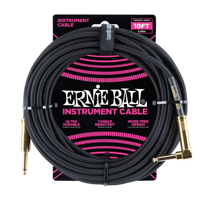 Ernie Ball 6081 Cable de Guitarras (Negro, 3m)