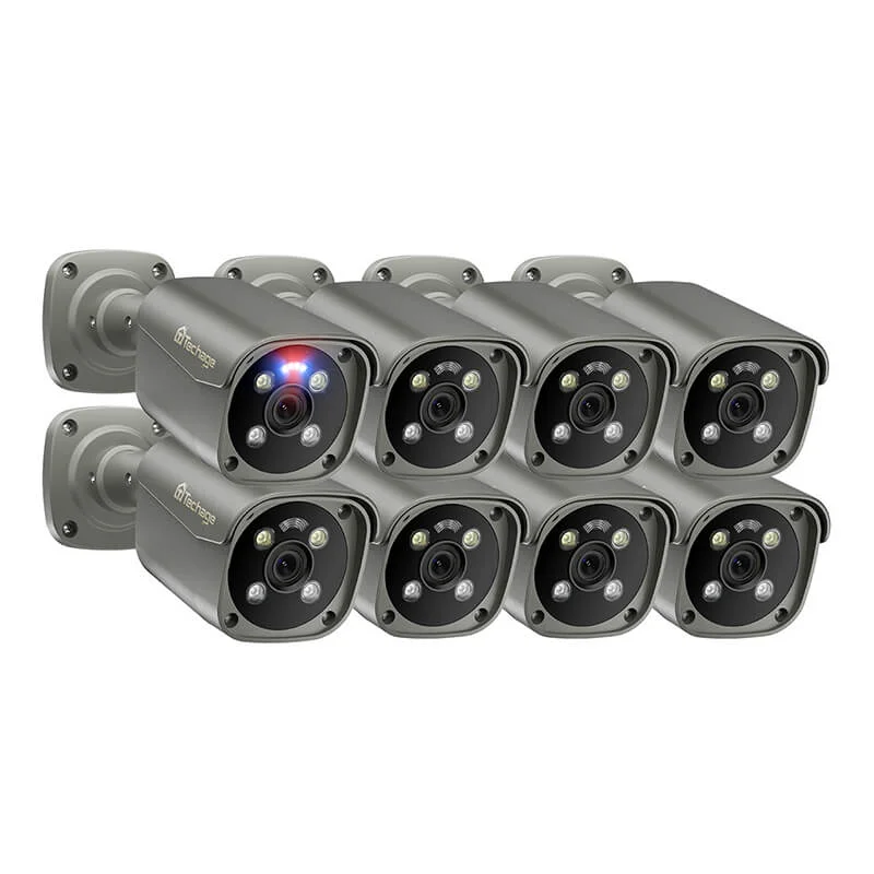 8MP PoE Outdoor Camera with Alarm Flashing Lighting 8Pcs