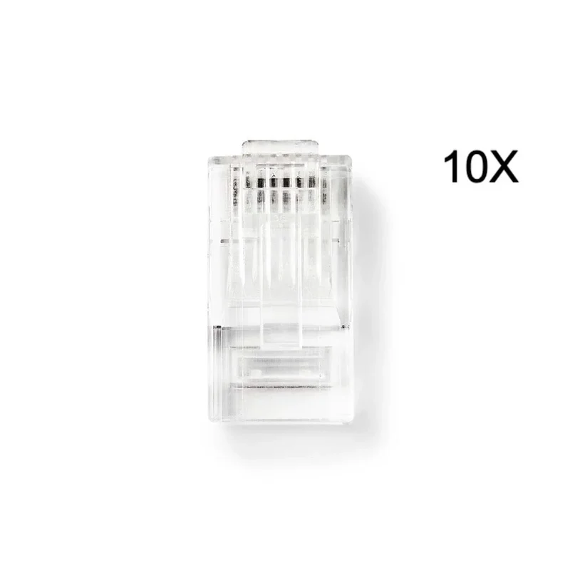 Juego de 10 conectores RJ45 CAT6A UTP de Nedis para cables rígidos
