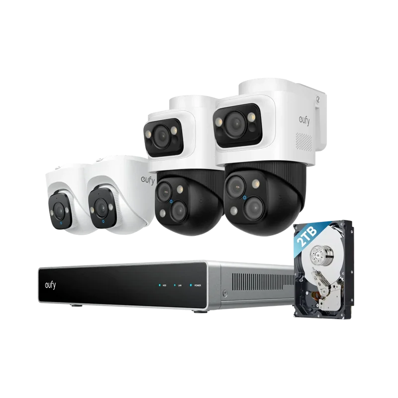 Kit de cámaras de seguridad Eufy: grabador PoE, 2 cámaras Turret y 2 cámaras PTZ