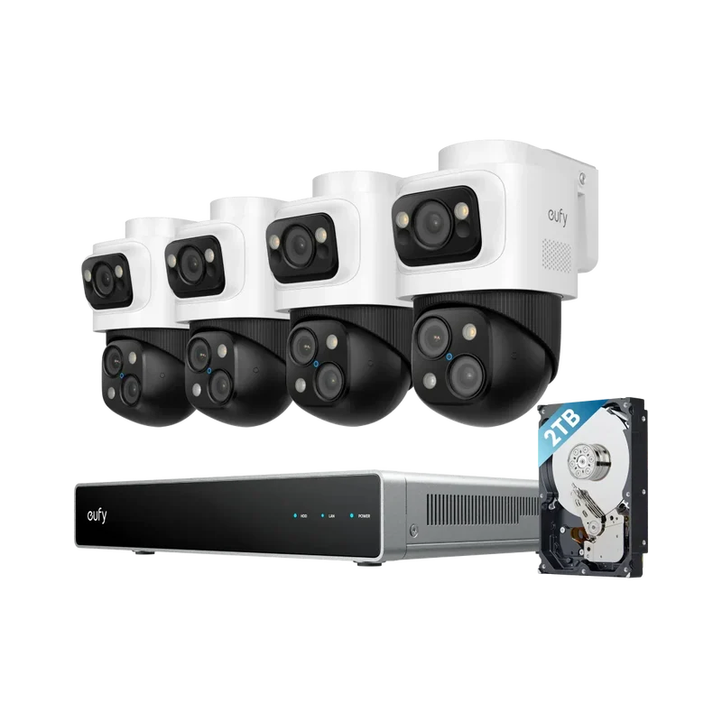 Kit de cámaras de seguridad Eufy; grabador PoE con 4 cámaras S4 PTZ