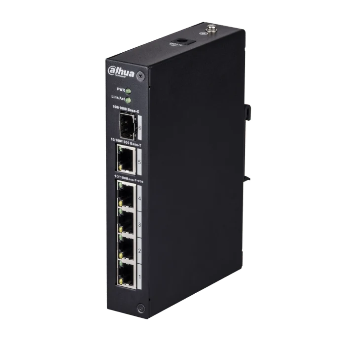 Dahua DH-PFS3106-4ET-60, 4 puertos PoE, 1 puerto de enlace ascendente y 1 puerto SFP Gigabit