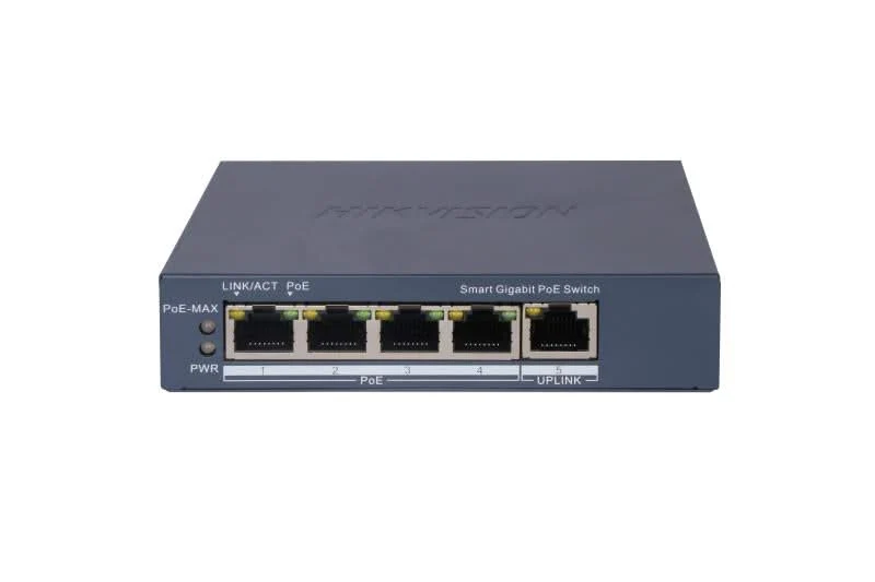 Hikvision DS-3E1505P-EI, conmutador inteligente de 5 puertos con 4 puertos PoE, 1000 Mb/Gigabit