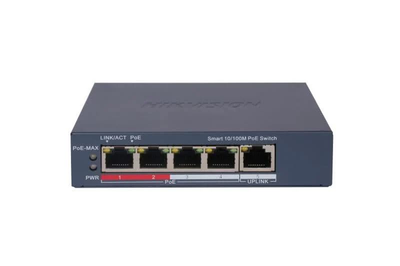 Hikvision DS-3E1105P-EI, conmutador inteligente de 5 puertos con 4 puertos PoE, 100 Mb