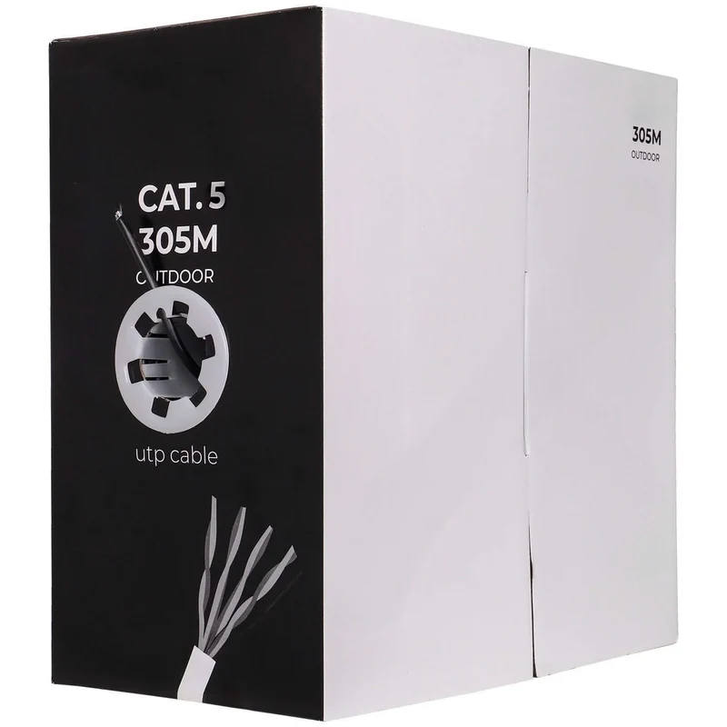 Alarma Total Cable de red CAT5e UTP, 305 m, conductores macizos de CCA, cable para exteriores