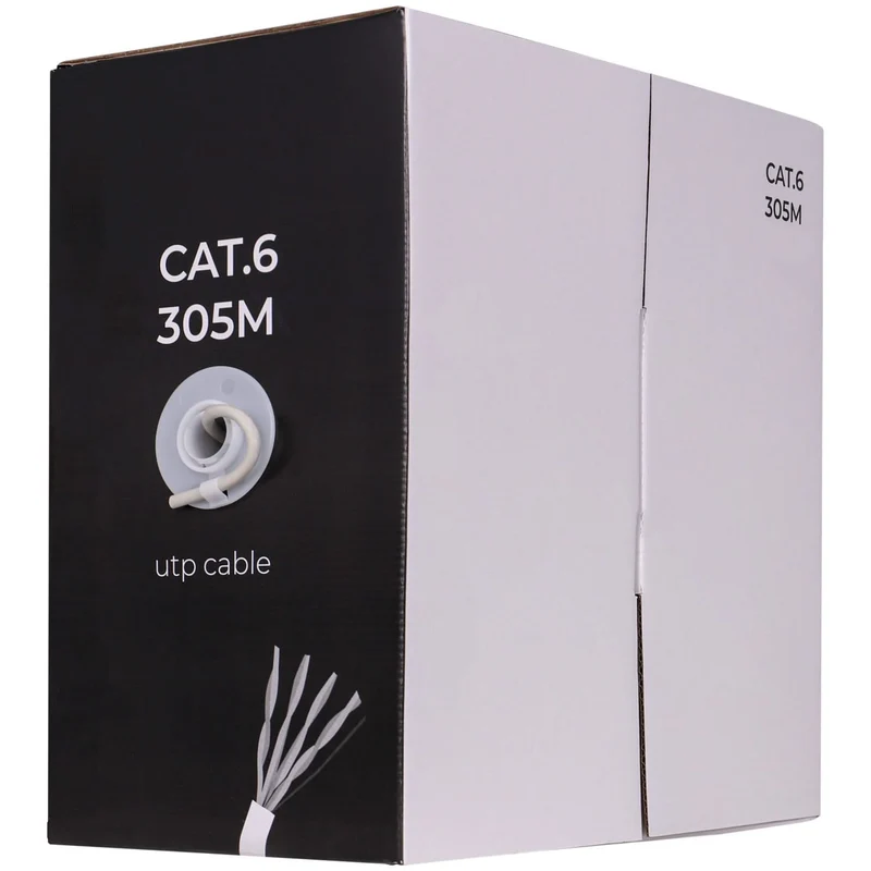 Alarma Total Cable de red CAT6 UTP, 305 m, conductores macizos de CCA, cable para interiores