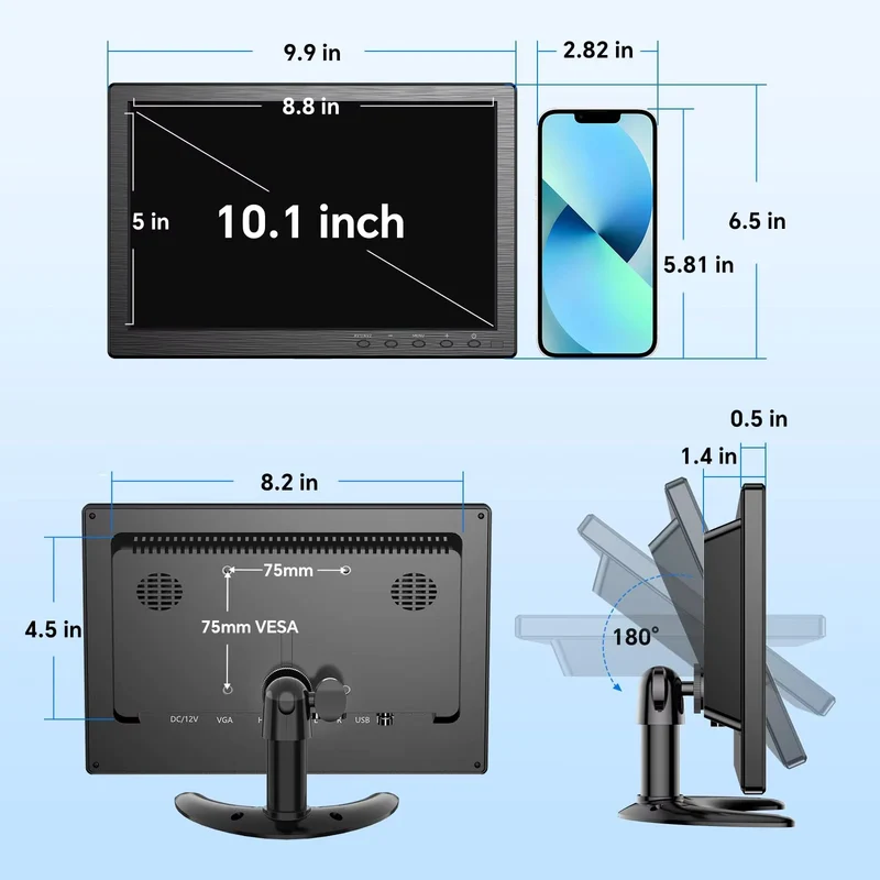 Alarma Total Monitor TFT de 10" Full HD con soporte incluido