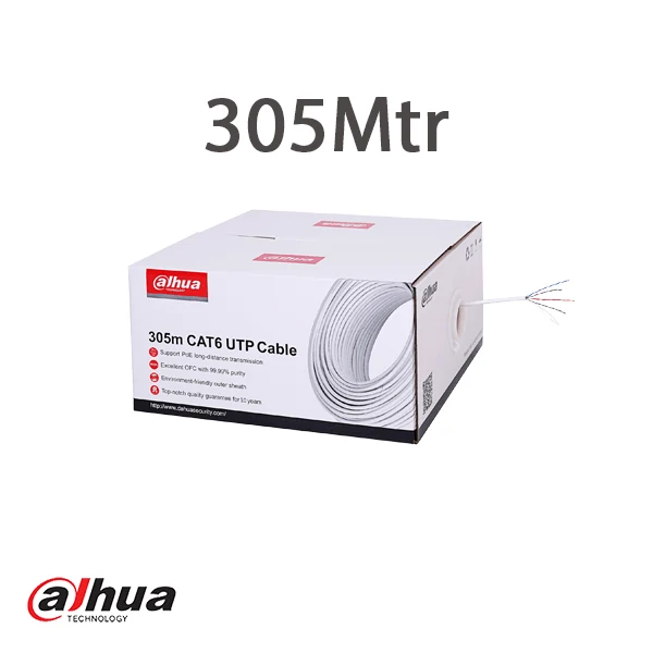 Cable de red Dahua CAT6, UTP, 305 metros en caja, 100 % cobre, conductores macizos, homologado según la norma CPR