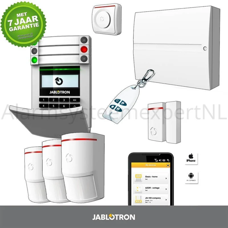 Jablotron JA103KR sin módulo GSM + KIT de sistema de alarma inalámbrico LAN (C)