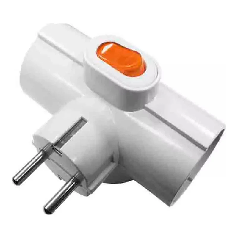 EDM Clavija Adaptadora Triple con Interruptor – Regleta de 3 Enchufes para Instalaciones Eléctricas