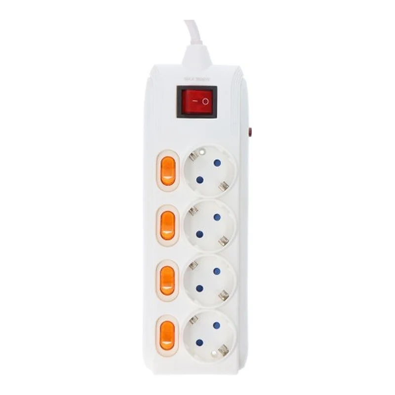 Elektro3 Base Enchufe Múltiple 4 Tomas con Interruptores – Regleta de Alimentación para Indoor