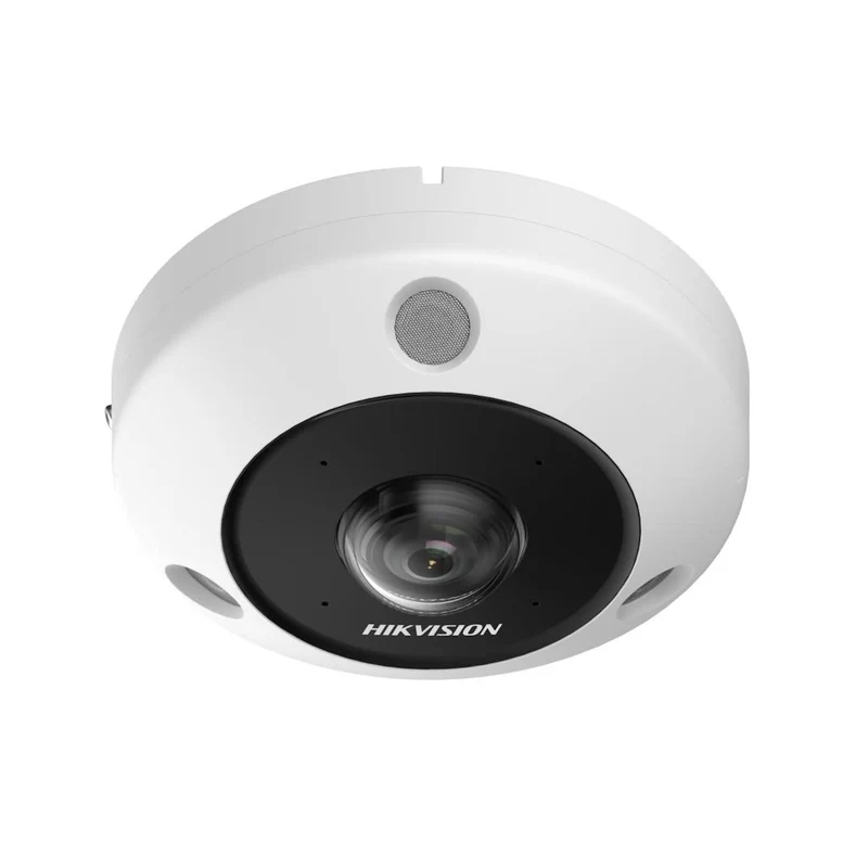 Hikvision DS-2CD6365G1-IVS, cámara «fisheye» de 6 Mp y 360 grados, versión para EXTERIOR, PoE, micrófono/altavoz, ranura para tarjeta SD