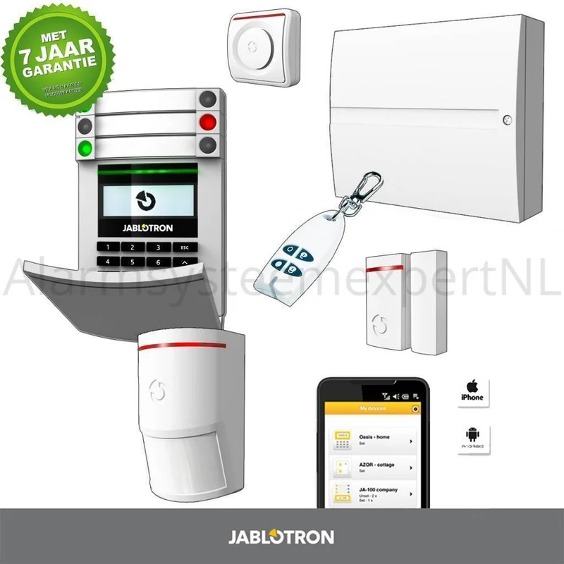 Jablotron JA103KR sin módulo GSM + KIT de sistema de alarma inalámbrico LAN (A)
