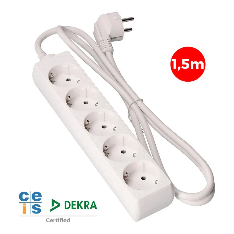 Base Múltiple T/TL 10/16A 1,5m – Regleta de Enchufes para Control de Equipos en Cultivo