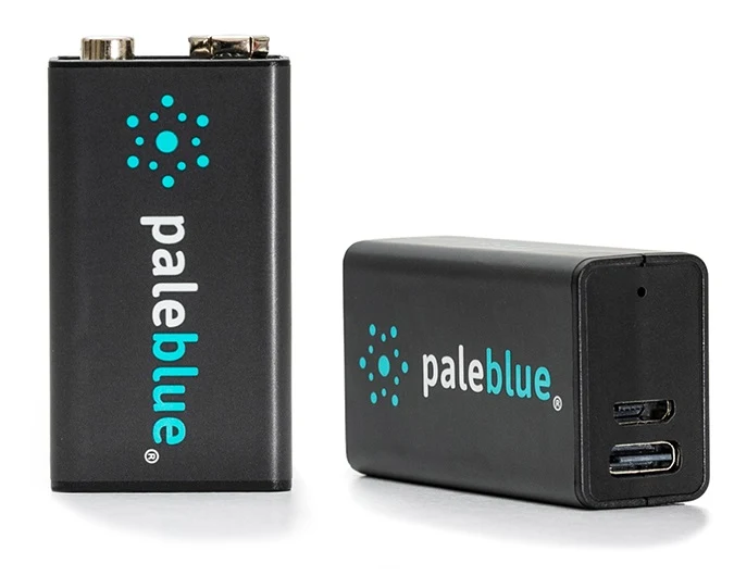 Pale Blue Li-Ion Rechargeable 9V Battery paquete de 2 baterías de 9 V con cable USB-C 2x1