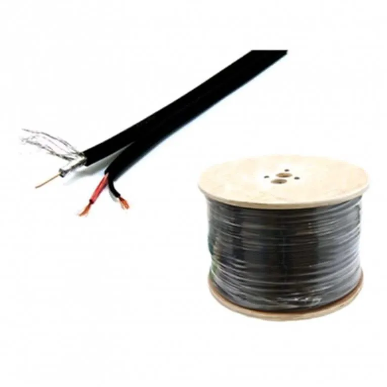 Alarma Total Cable combinado coaxial RG59 con cable de alimentación de CC, 250 metros