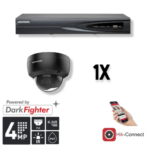 Conjunto Hikvision: 1 cámara domo de 4 MP + grabador y cableado