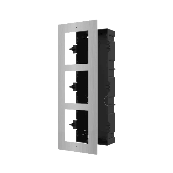 Hikvision DS-KD-ACF3/S Marco empotrable de 3 módulos de acero inoxidable
