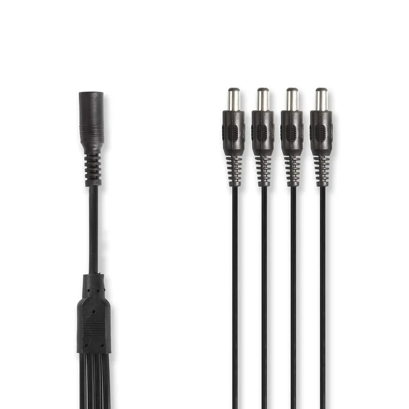 Divisor de cable de alimentación para CCTV de Hikvision: 1 conector hembra a 4 conectores macho, 0,35 m, conector CC de 5,5 x 2,1