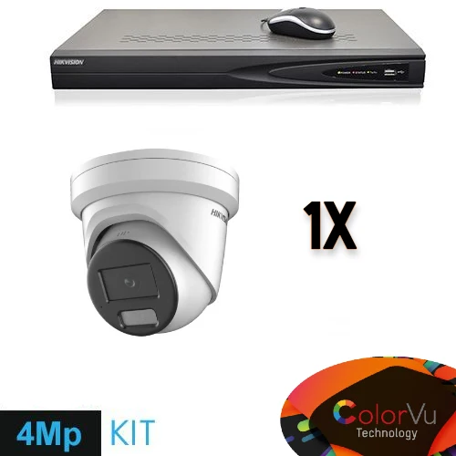 Conjunto Hikvision Colorvu: 1 grabadora Turret de 4 MP + cableado