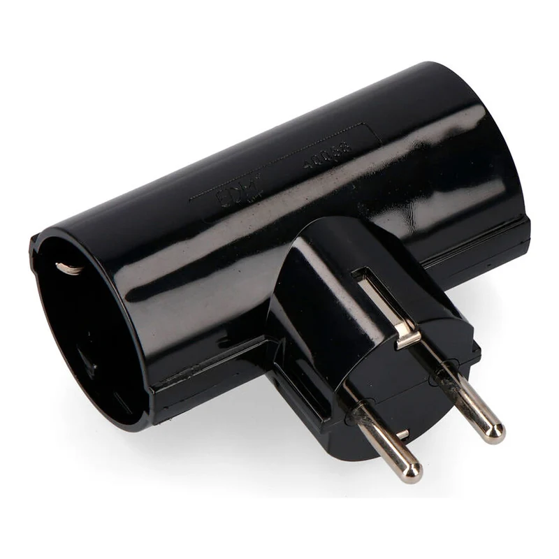 EDM Clavija Doble Negra de Baquelita 16A 250V – Clavija Eléctrica de Baquelita para Instalación