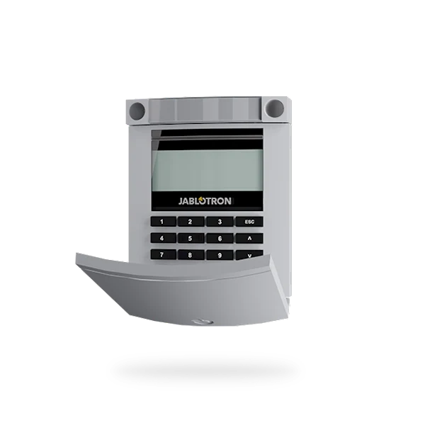 Jablotron JA-114E-GR, panel de control con código BUS, pantalla LCD, teclado y RFID, color gris