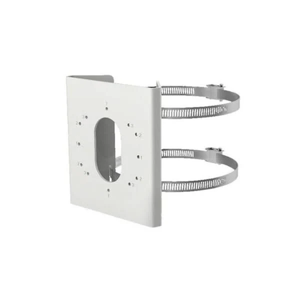 Hikvision DS-1275ZJ-S-SUS, soporte de montaje en poste con abrazaderas, modelo pequeño de acero inoxidable