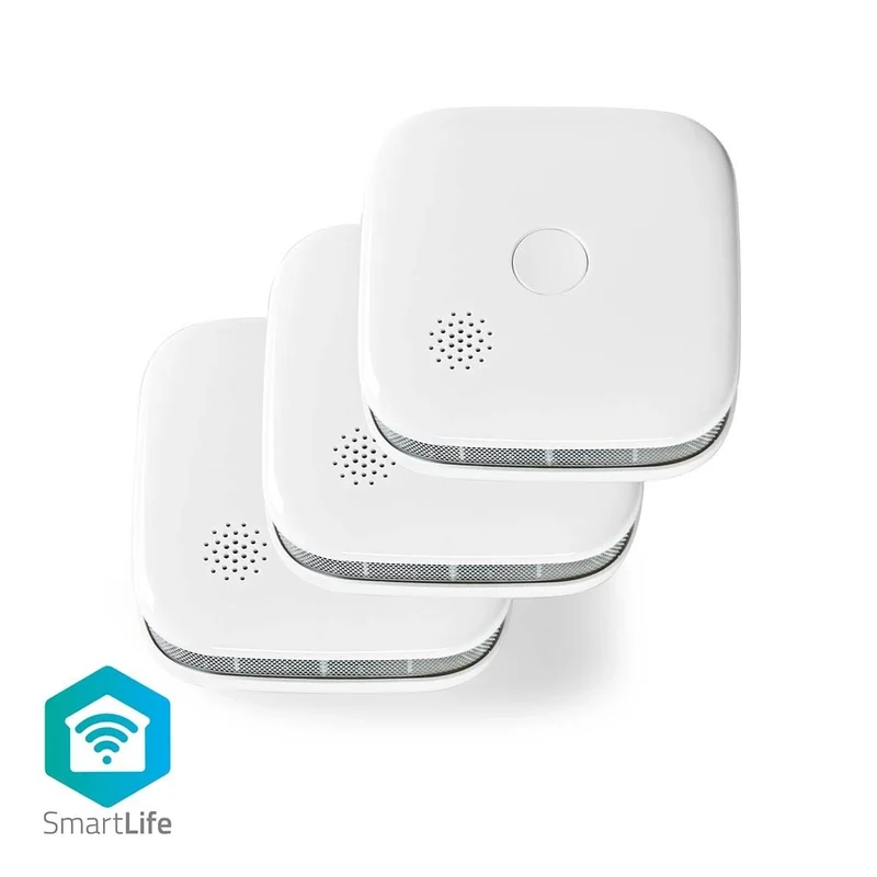 Juego de 3 detectores de humo Nedis SmartLife, con pilas recargables incluidas