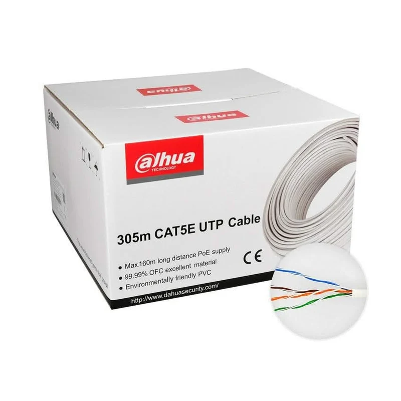 Cable de red Dahua CAT5E UTP, 305 m, 100 % cobre, conductores macizos