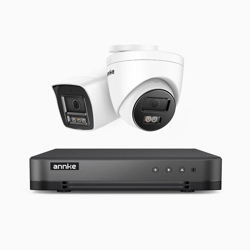 H800 - Kit de vigilancia PoE 4K con 1 cámara bullet y 1 cámara domo y videograbador NVR de 8 canales, Visión nocturna a color e infrarrojos, detección de humanos y vehículos, micrófono integrado, ángulo de visión 96º
