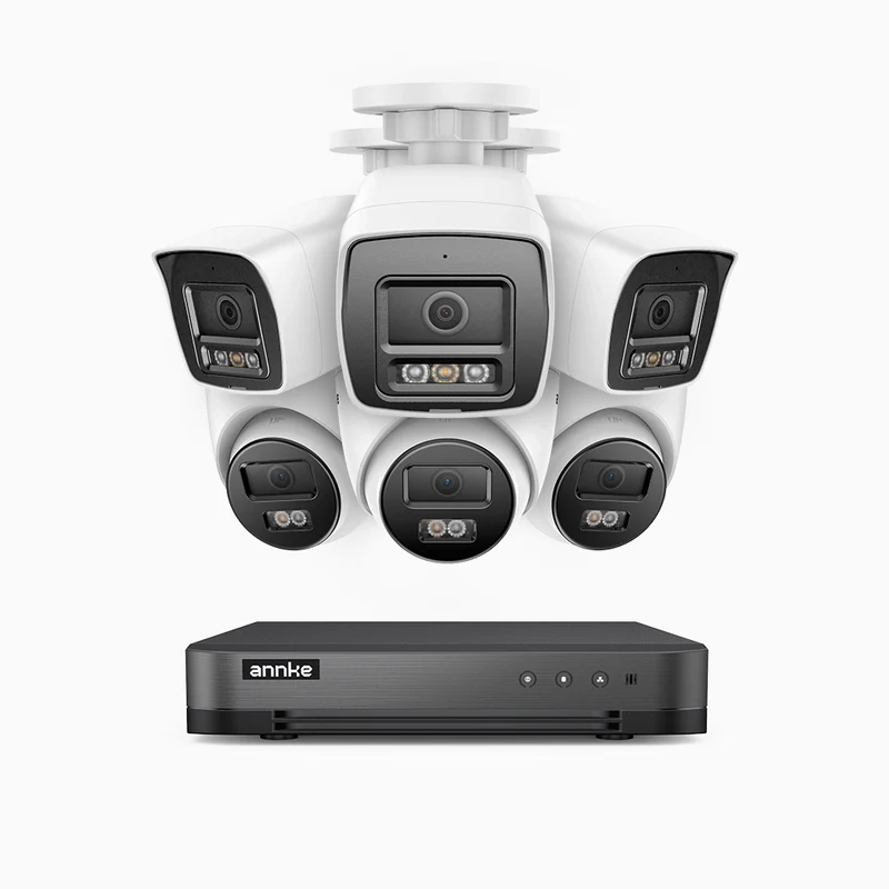 H800 - Kit de vigilancia PoE 4K con 3 cámaras bullet y 3 cámaras domo y videograbador NVR de 8 canales, Visión nocturna a color e infrarrojos, detección de humanos y vehículos, micrófono integrado, ángulo de visión 96º