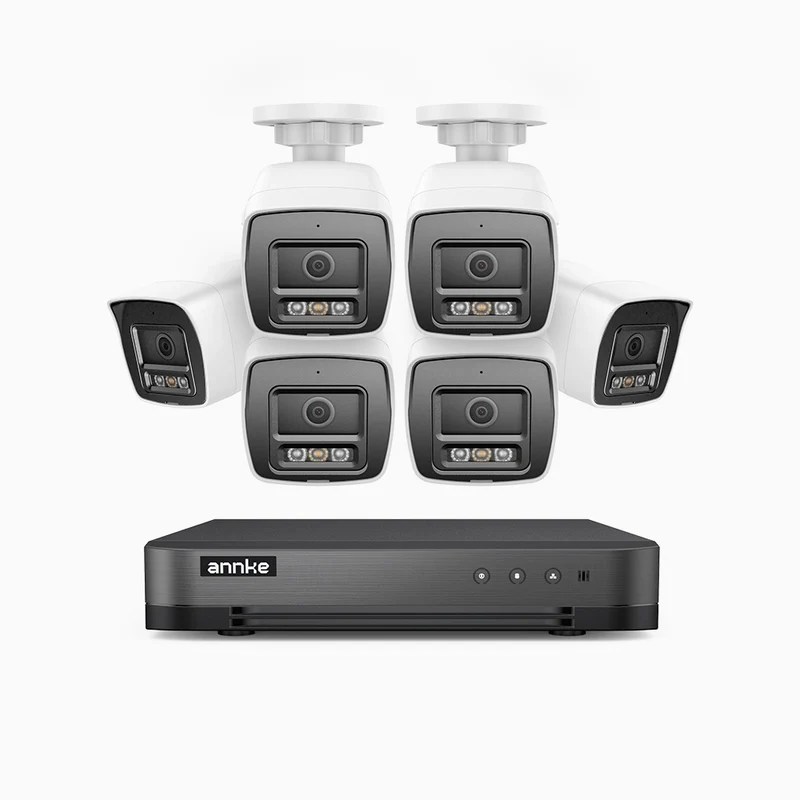 H800 - Kit de 6 cámaras de vigilancia PoE de 4K con videograbador NVR de 8 canales, Visión nocturna a color e infrarrojos, detección de humanos y vehículos, micrófono integrado, ángulo de visión 96º