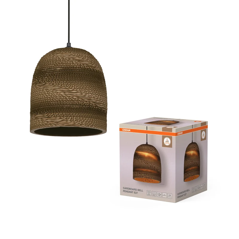 Lámpara colgante OSRAM DECOR con bola de cartón marrón, E27