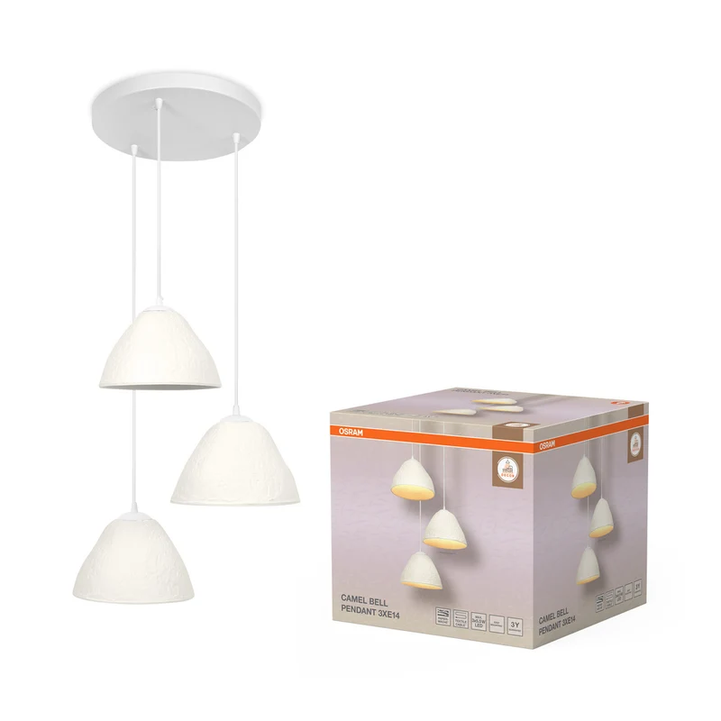 Lámpara colgante OSRAM DECOR, 3 luces, Decor Camel Bell, blanca, E14