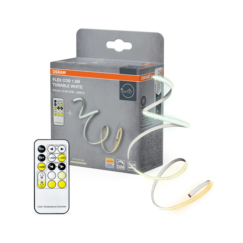 Tira LED OSRAM FLEX COB 1,5 m TW RC, amarilla, 14 W, 500 lm