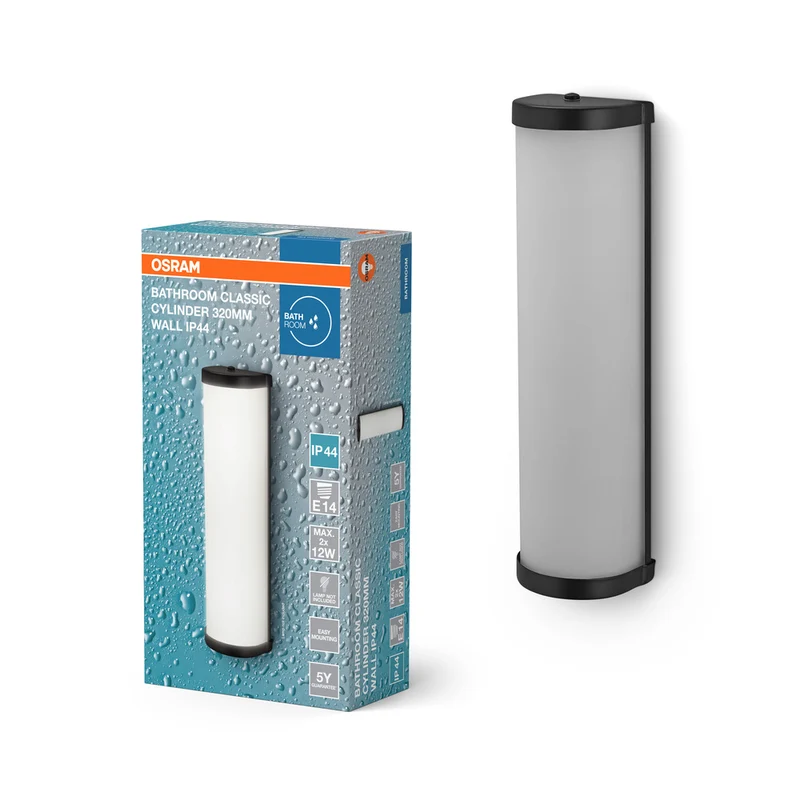 Aplique de baño OSRAM CLASSIC CYLINDER 320 mm, E14, negro