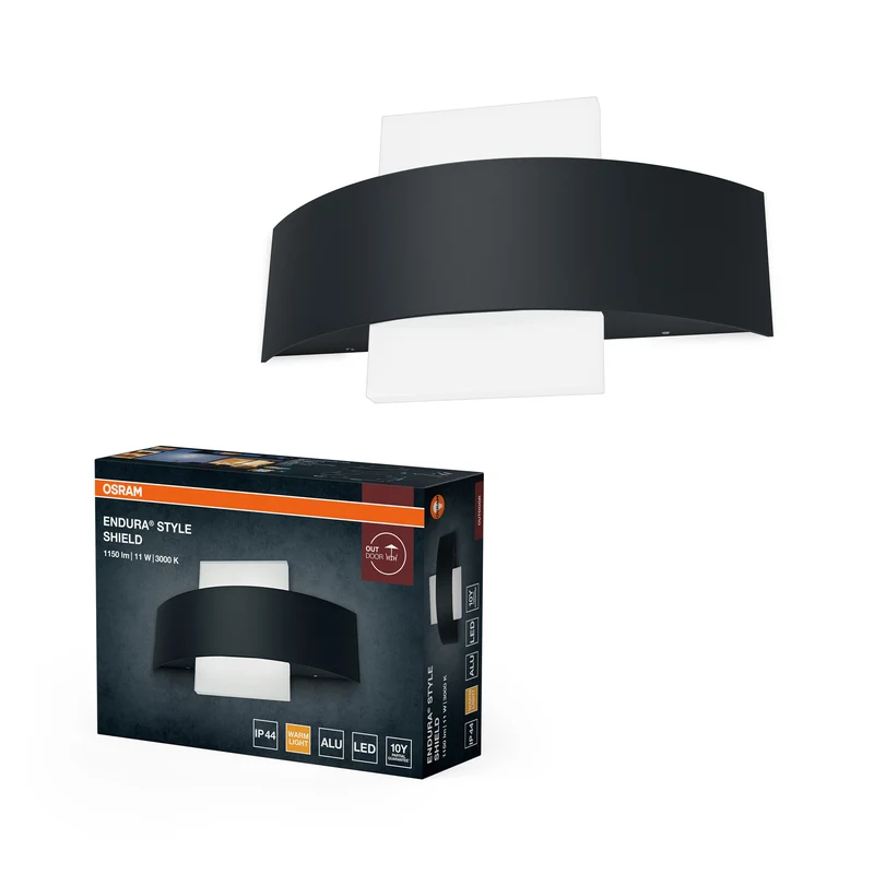 Lámpara LED para exterior OSRAM ENDURA Style Shield Square, con emisión de luz hacia arriba y hacia abajo, en aluminio gris oscuro, protección IP44, para fachadas y entradas