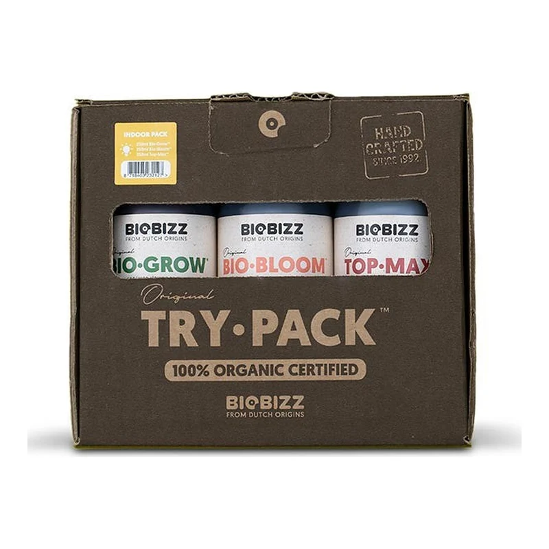 BioBizz Try Pack Indoor – Pack de Iniciación Orgánico para Cultivo Interior con 3 Fertilizantes