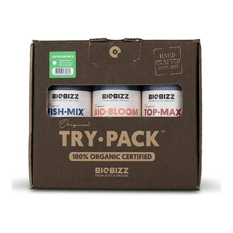 BioBizz Try Pack Outdoor – Pack de Iniciación Orgánico para Cultivo Exterior con 3 Fertilizantes
