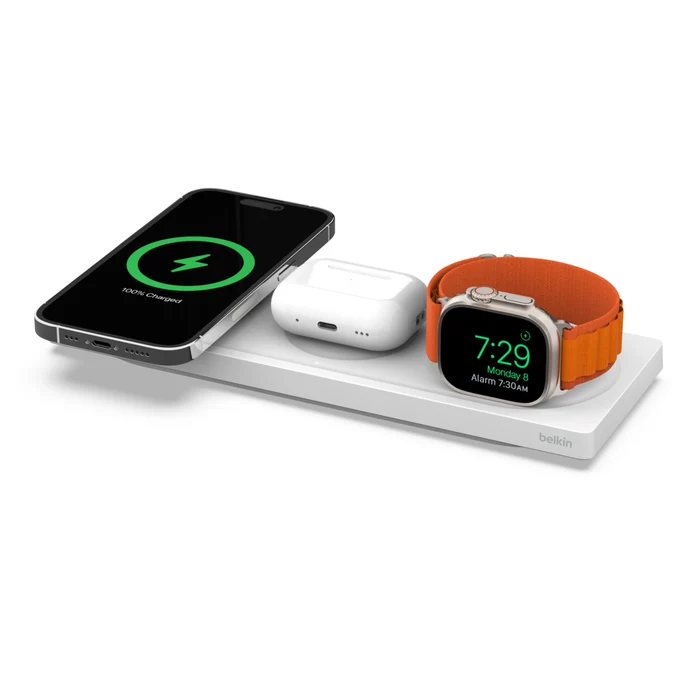 Cargador inalámbrico 3 en 1 BoostCharge Pro de Belkin - Blanco