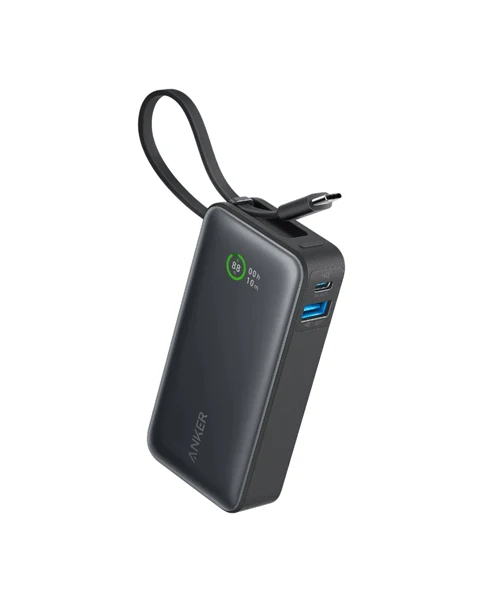 Batería externa 10.000 mAh Nano con cable USB-C integrado de Anker - Negro