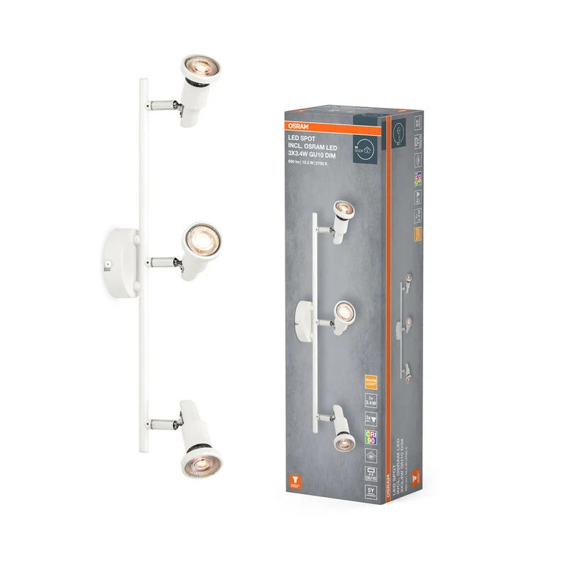 Lámpara de techo OSRAM LED SPOT GU10 3 x 3,4 W, 690 lm, blanca