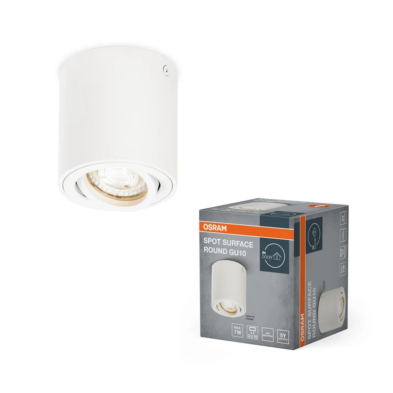 Foco de superficie de techo OSRAM Spot Surface Round, Ø 80 mm, blanco, GU10