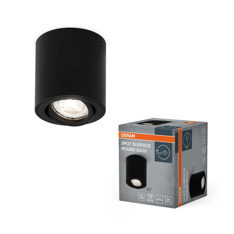 Foco de techo OSRAM Spot Surface Round, Ø 80 mm, negro, GU10